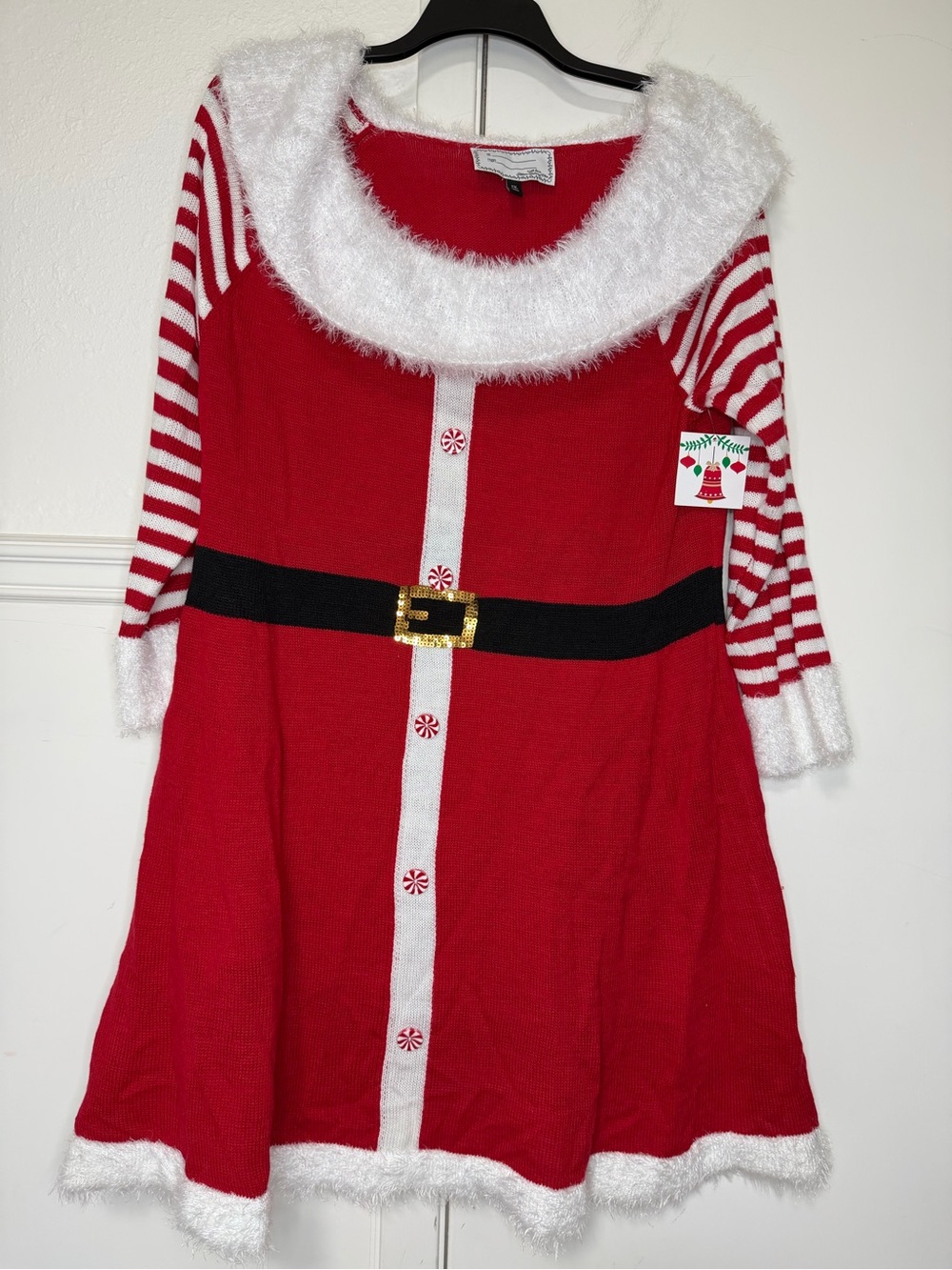 Allison Brittney Red and White Santa-Style Girls Holiday Dress 1X new with tag